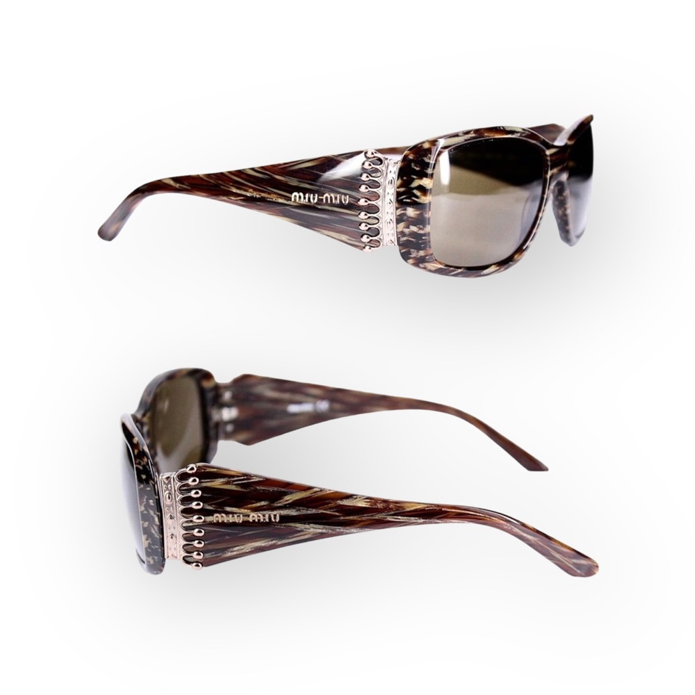 Miu Miu ♛ Metal Crown Sunglasses ♛ Brown Tortoise Shell ♛ Chic Luxury Sunnies ♛ - Picture 1 of 16